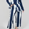 Cropped Pull On Trousers in Navy Print