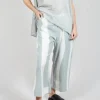 Cropped Pull On Trousers in Grey Print