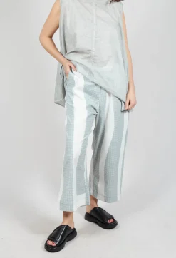 Cropped Pull On Trousers in Grey Print