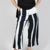 Cropped Pull On Trousers in Black Print