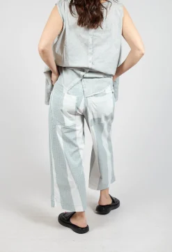 Cropped Pull On Trousers in Grey Print
