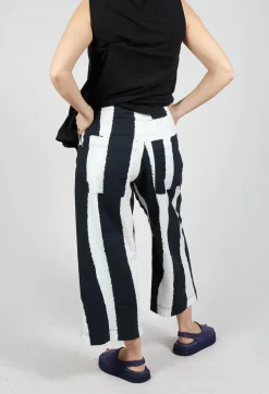 Cropped Pull On Trousers in Black Print