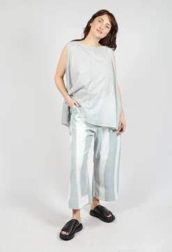 Cropped Pull On Trousers in Grey Print