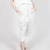 Cropped Sheer Crinkled Trousers in Semi Bleach Paper