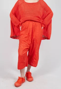 Cropped Sheer Crinkled Trousers in Mandarine Paper