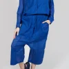 Cropped Sheer Crinkled Trousers in Royal Paper