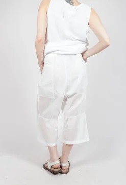 Cropped Sheer Crinkled Trousers in Semi Bleach Paper