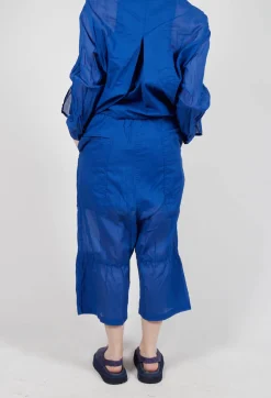 Cropped Sheer Crinkled Trousers in Royal Paper