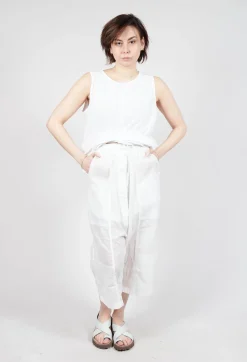 Cropped Sheer Crinkled Trousers in Semi Bleach Paper