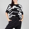 Cropped Short Sleeve Jumper in Black and White