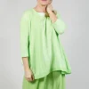 Cropped Sleeve Top with Drawstring Hem in Lime Print