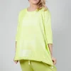 Cropped Sleeve Top with Drawstring Hem in Sun Print