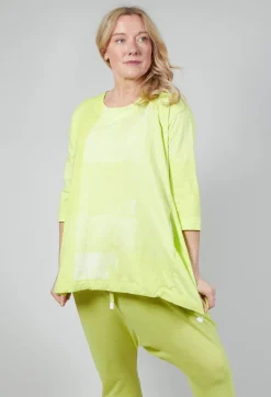Cropped Sleeve Top with Drawstring Hem in Sun Print