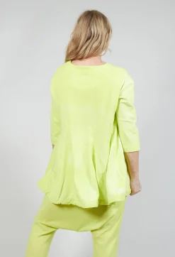 Cropped Sleeve Top with Drawstring Hem in Sun Print