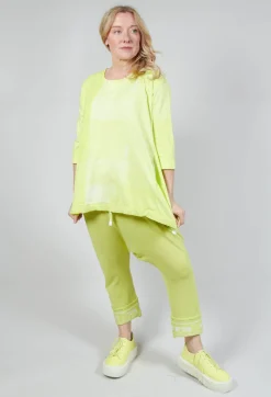 Cropped Sleeve Top with Drawstring Hem in Sun Print