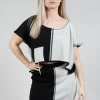 Cropped Stitch Top in Black and Silver