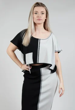 Cropped Stitch Top in Black and Silver