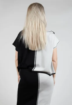 Cropped Stitch Top in Black and Silver