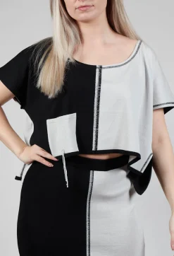 Cropped Stitch Top in Black and Silver
