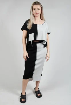 Cropped Stitch Top in Black and Silver