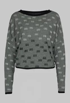 Cropped Textured Sweater in Black