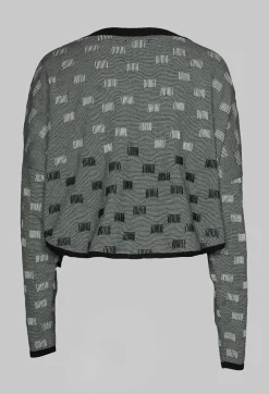 Cropped Textured Sweater in Black