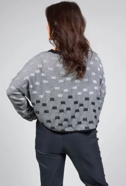 Cropped Textured Sweater in Black