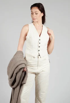 Cropped Textured Waistcoat in Natural