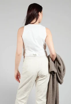 Cropped Textured Waistcoat in Natural