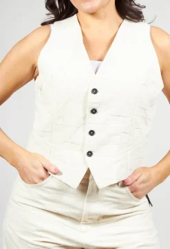 Cropped Textured Waistcoat in Natural