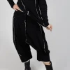 Cropped Trousers in Black Bone