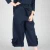 Cropped Trousers with Embellishment Detail in Blue Nights