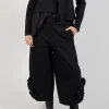 Cropped Trousers with Embellishment Detail in Nero