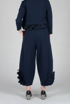 Cropped Trousers with Embellishment Detail in Blue Nights