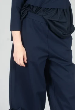 Cropped Trousers with Embellishment Detail in Blue Nights