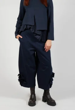 Cropped Trousers with Embellishment Detail in Blue Nights