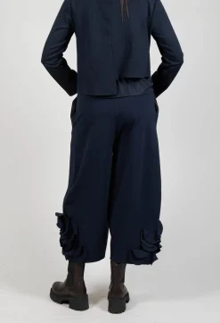 Cropped Trousers with Embellishment Detail in Blue Nights
