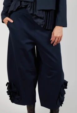 Cropped Trousers with Embellishment Detail in Blue Nights