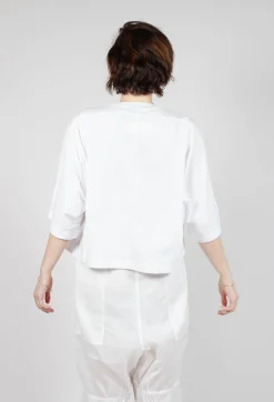 Cropped T-Shirt with Square Neckline in Bleach and Mandarine Print