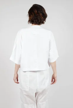 Cropped T-Shirt with Square Neckline in Bleach and Black Print
