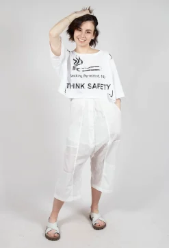 Cropped T-Shirt with Square Neckline in Bleach and Black Print