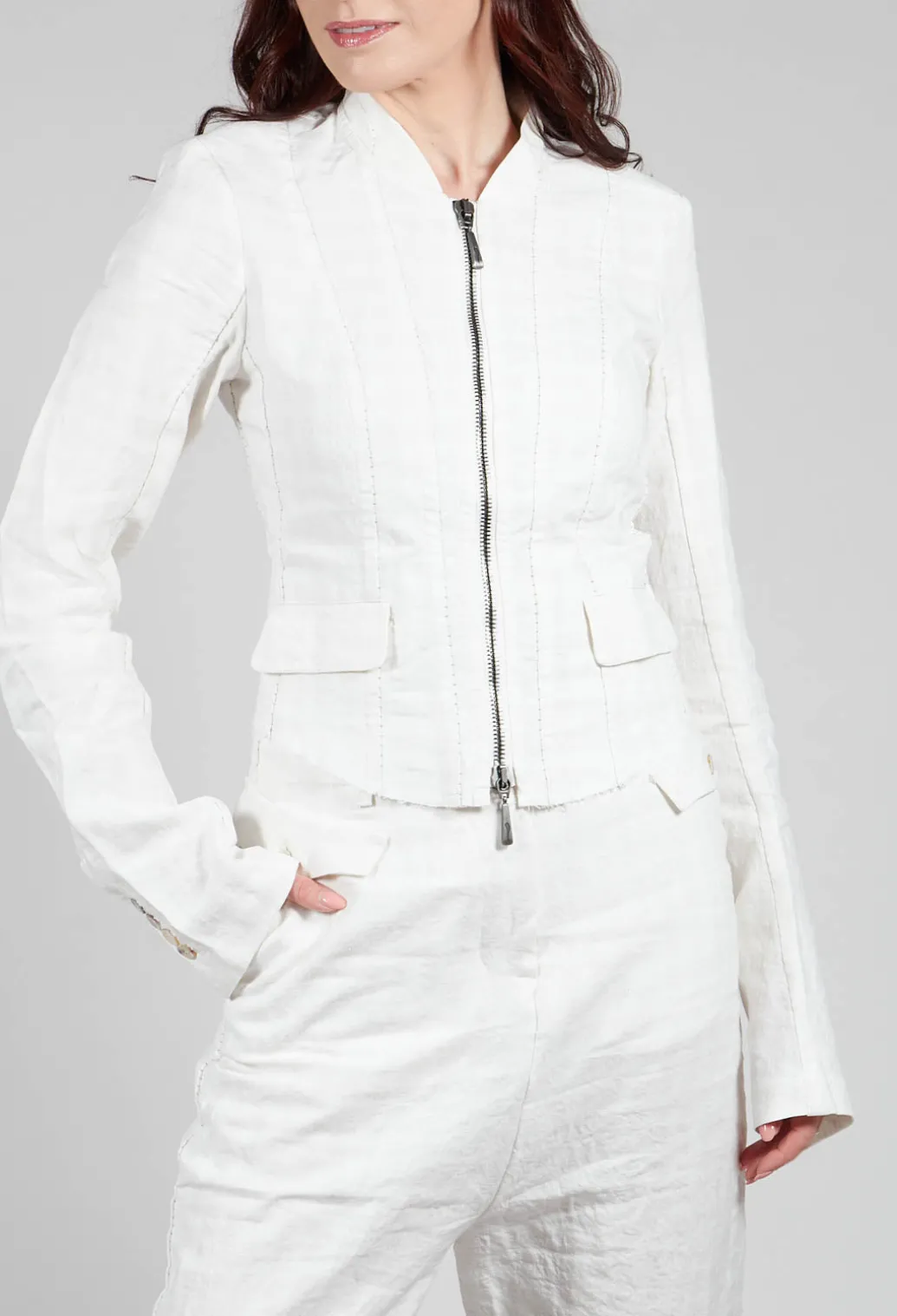 Cropped Utility Jacket in Chalk
