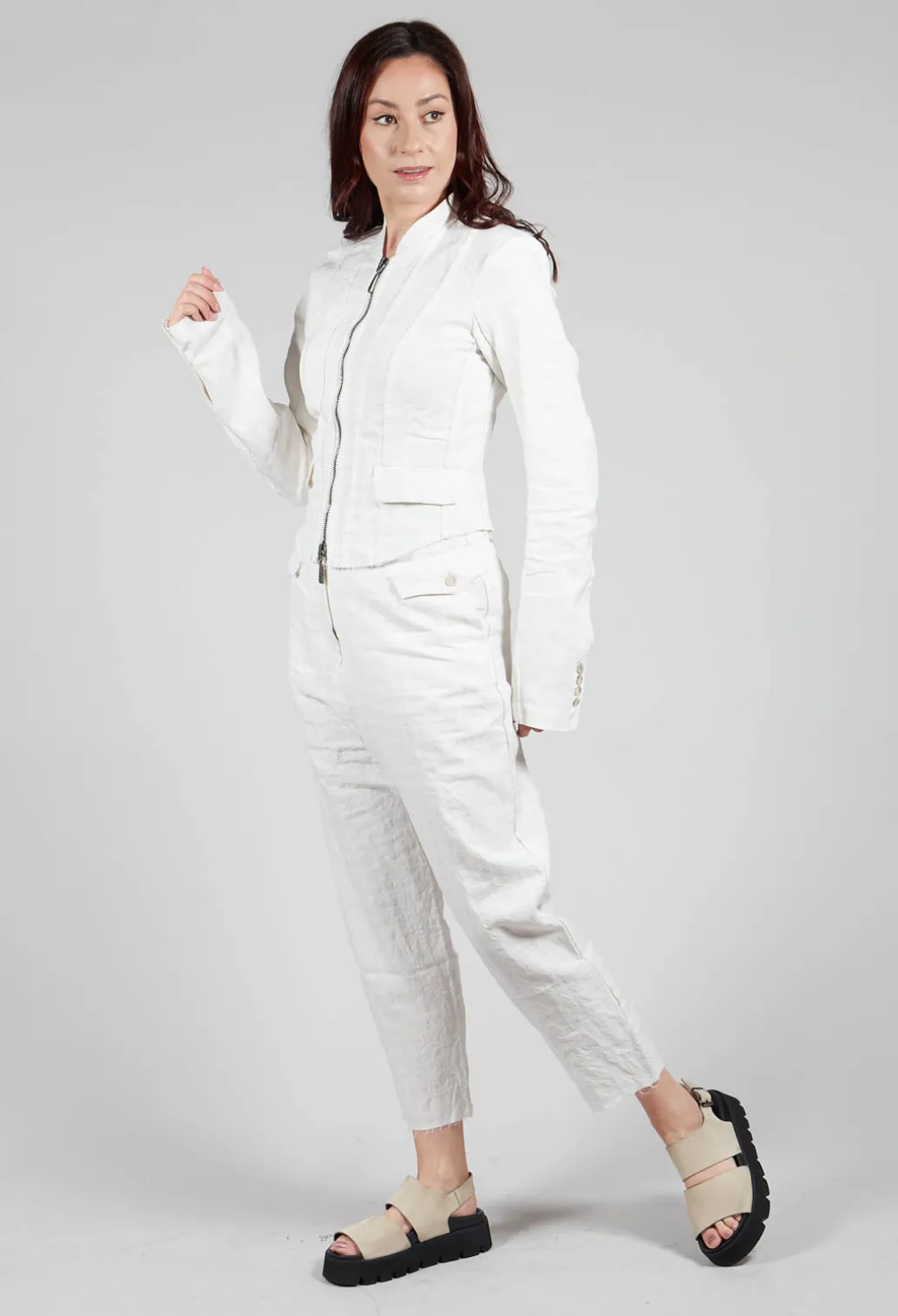 Cropped Utility Jacket in Chalk