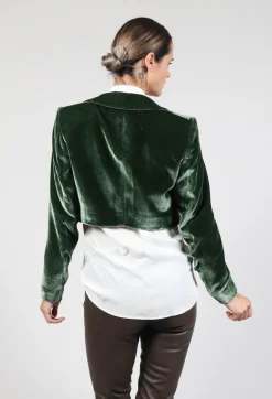 Cropped Velvet Bolero in Jade