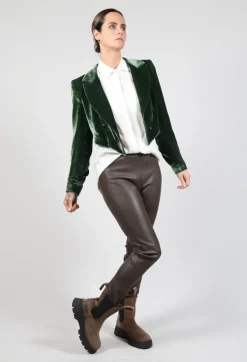 Cropped Velvet Bolero in Jade