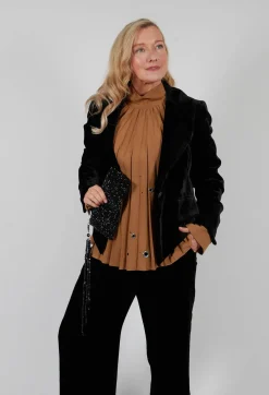 Cropped Velvet Jacket in Black