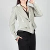 Cropped Velvet Jacket in Pearl Grey