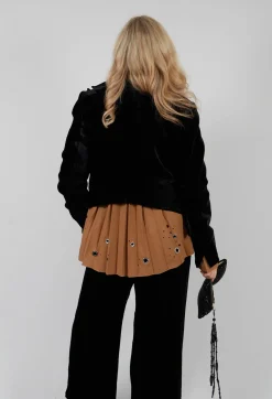 Cropped Velvet Jacket in Black