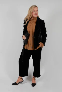 Cropped Velvet Jacket in Black