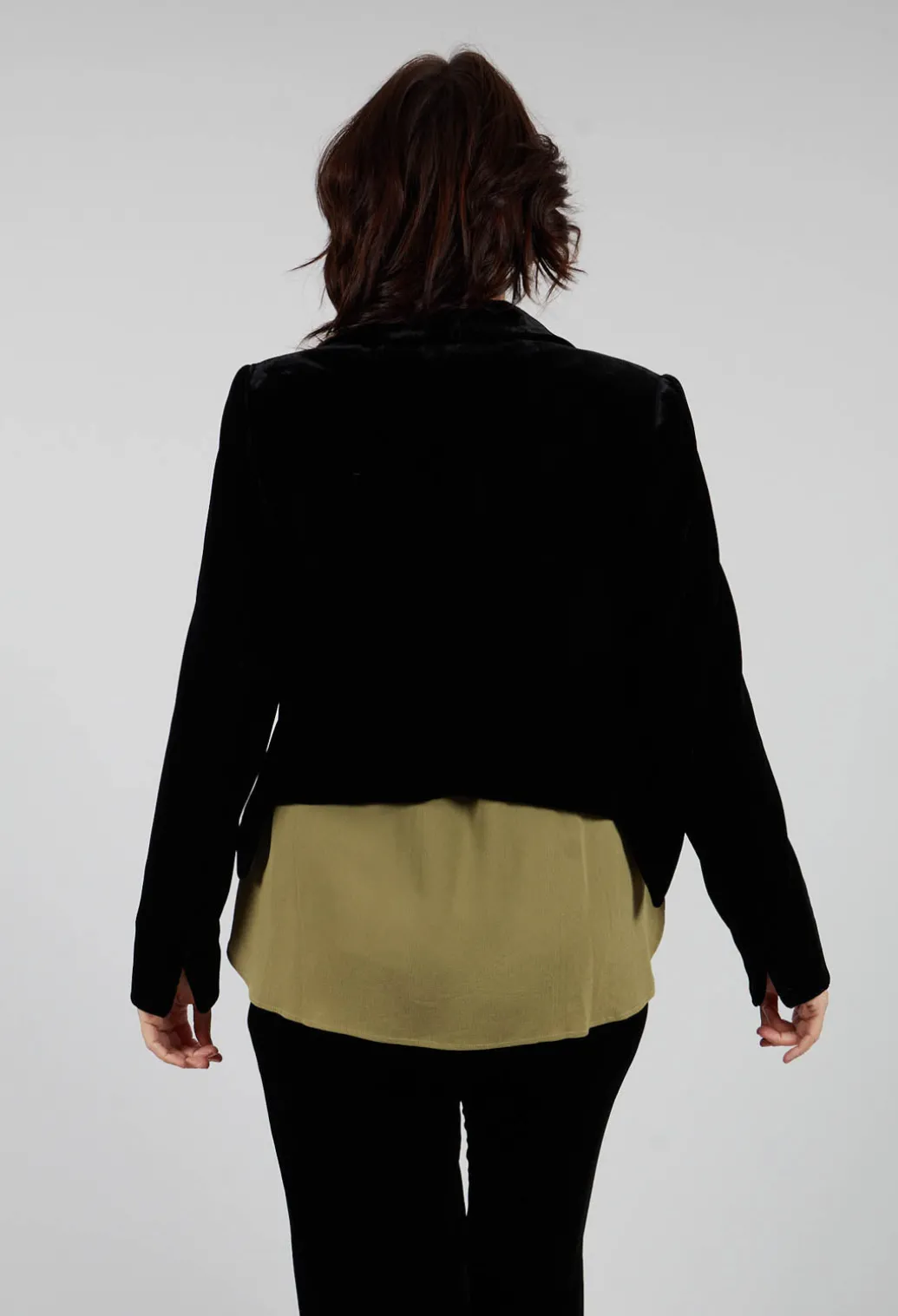 Cropped Velvet Jacket in Black